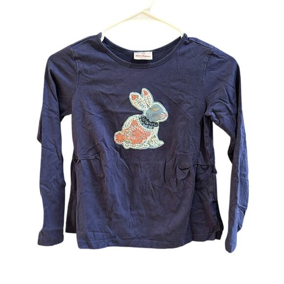Hanna Andersson Other - Hanna Andersson Lace Embroidered Bunny Navy Shirt 100% Cotton Size 140cm 10-12Y